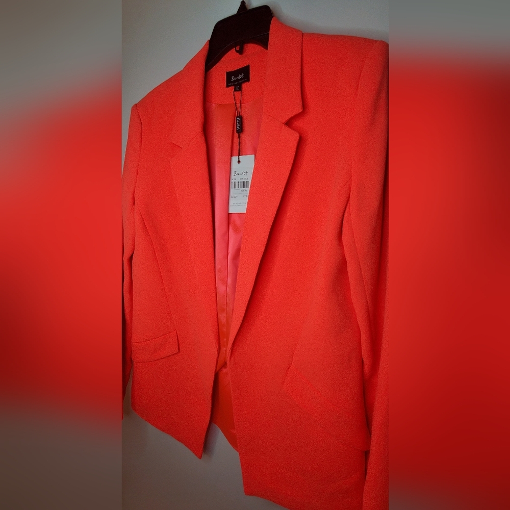 NWT BARDOT -size 4-Neon Coral Blazer/jacket long-sleeves - Picture 3 of 8